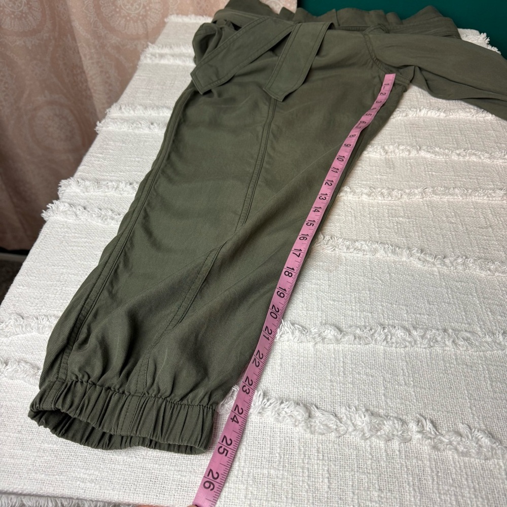 Boden Paperbag Utility Jogger Bottom Pant Women's Size 12 R Olive Green Lyocell - Picture 6 of 9